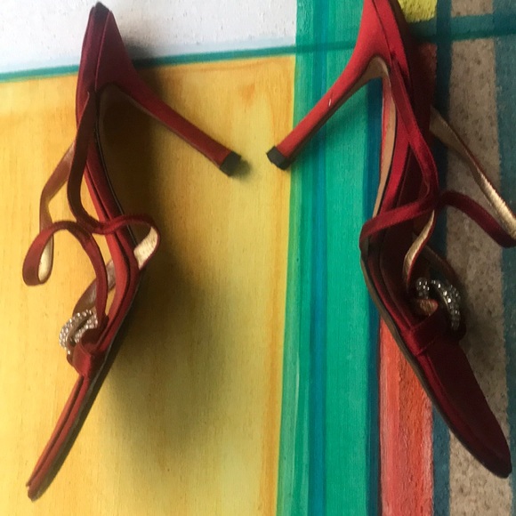 Giuseppe Red Silk Snake Sandals - Picture 3 of 3